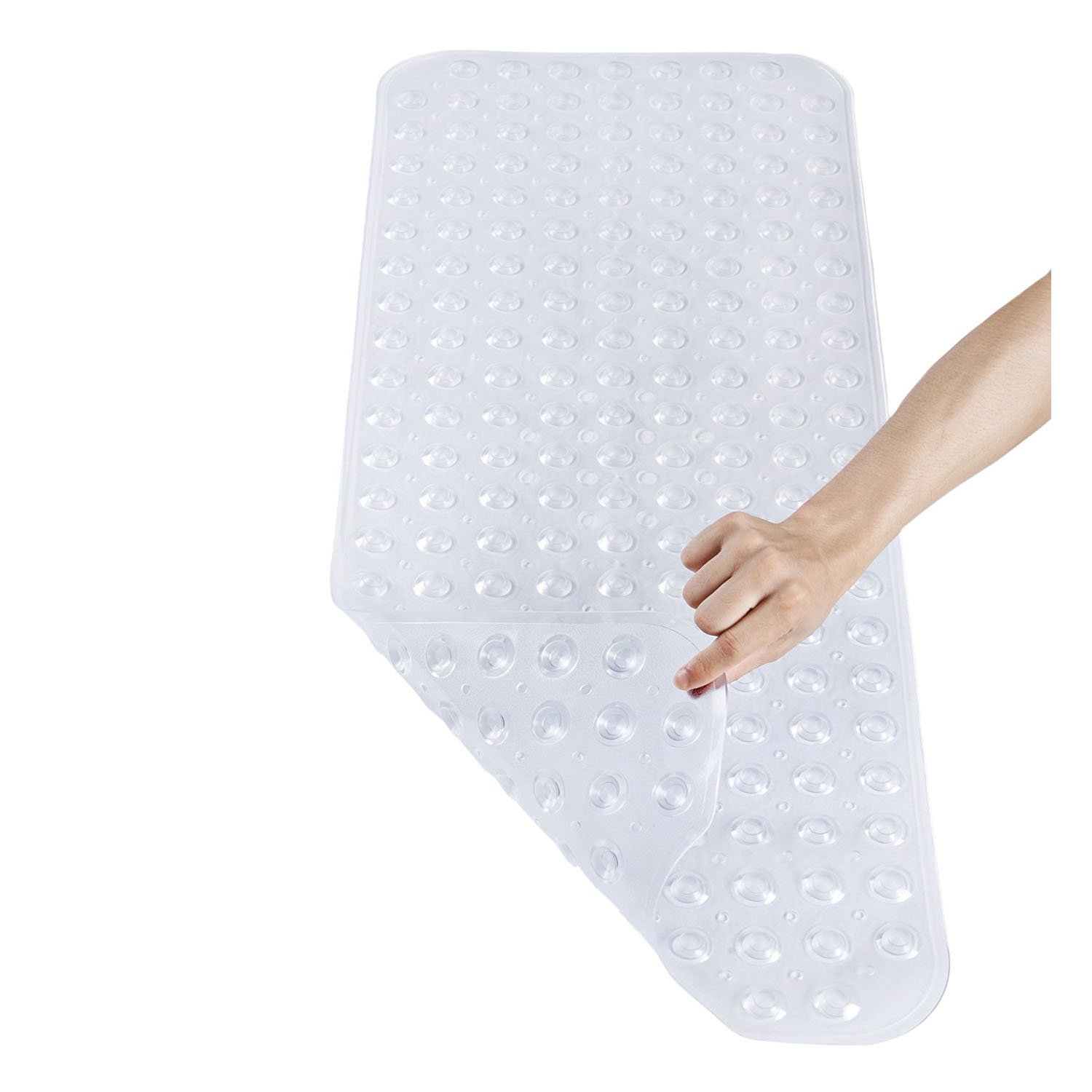 Pinzz Vinyl Non-Slip Bathtub Mat Anti Mould Shower Mat,Extra Long,100 * 40CM/16"*38", Powerful Suction Cup Gripping,Machine Washable, BPA Free, Non-Toxic, Phthalate free, Latex Free(Clear)