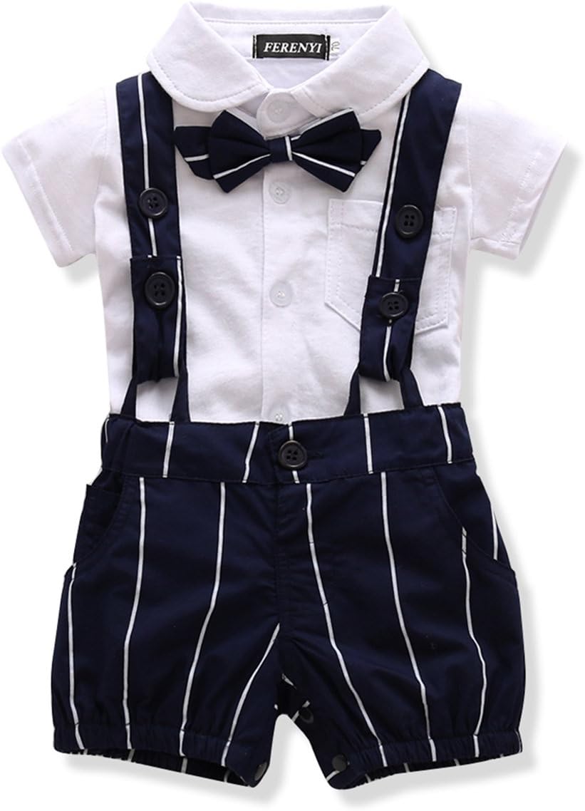 US Baby Boys Bowtie Gentleman Romper Jumpsuit Overalls Rompers
