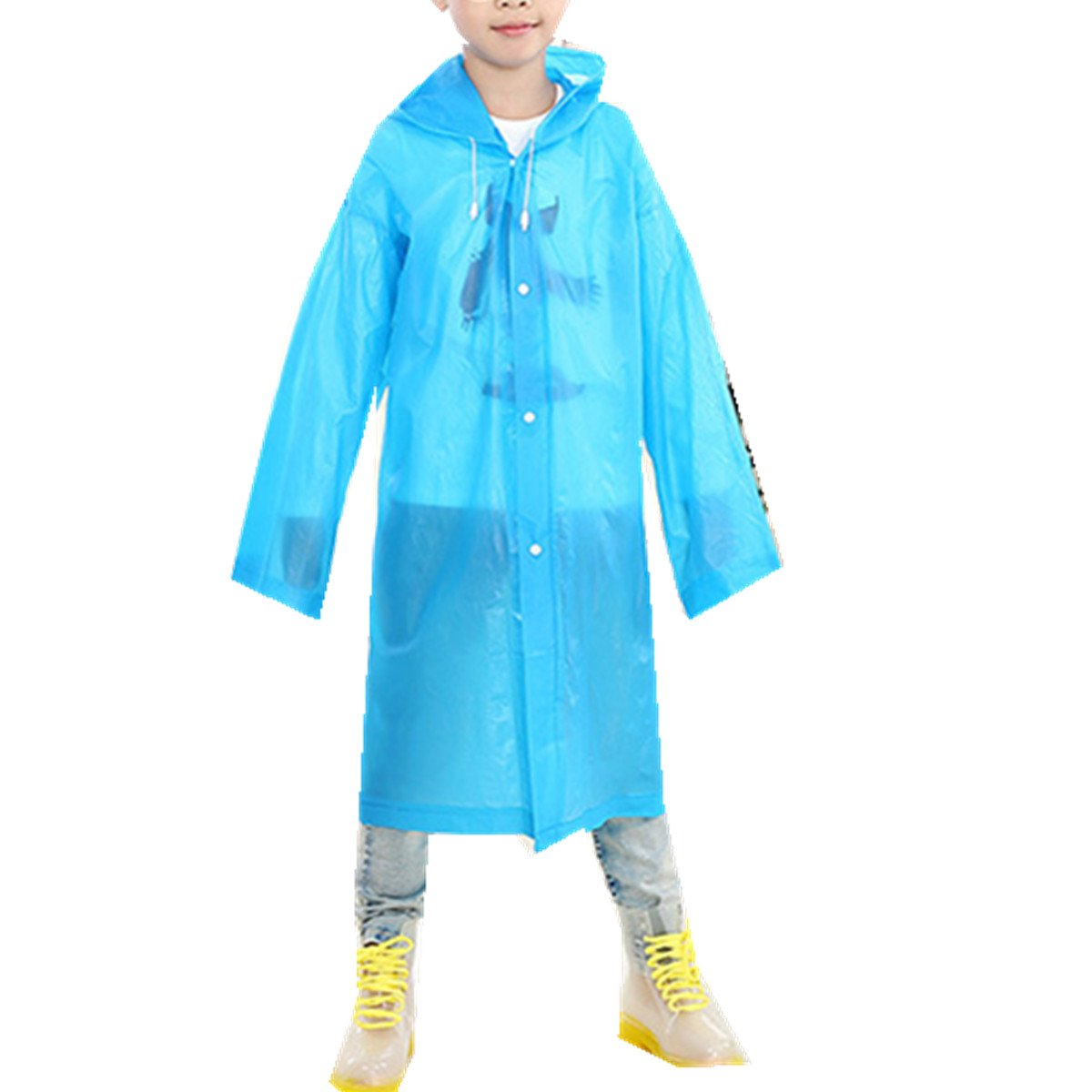 Taiduosheng Taiduosheng Age 6~12 Kids Hooded Jacket Rain Raincoat Cover Long Rainwear Blue