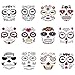 12 Pack Day of the Dead Face Tattoos Sugar Skull Temporary Face Tattoo Halloween Makeup Tattoo for Men and Women