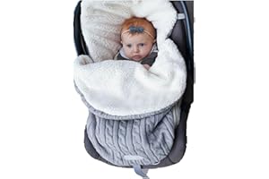 JUAUGUSEP Baby Sleeping Bag fits Infant Newborn,Warm Baby Sleeping Bag,Winter Newborn Knit Wool Swaddling Blanket Kid Sleepsack Footmuff Stroller Knitted Sleep Nest Sack (Light Gray, One Size)