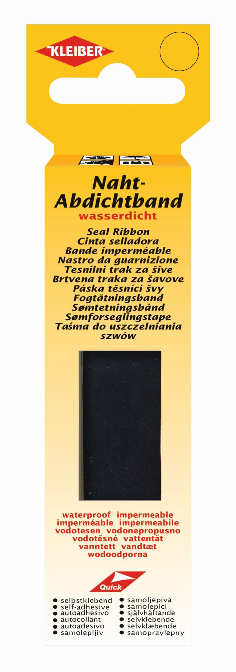 Kleiber 3m x 2 cm Self Adhesive Waterproof Fabric Seam Repair Tape for Tents Coats Umbrellas Etc-Black