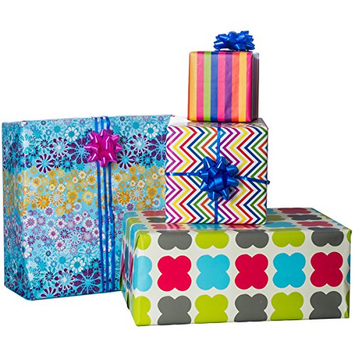 Gift Wrapping Paper – All Occasion Wrapping Paper – Wrapping Paper – Premium Gift Wrap, 4 Rolls - 2.5 ft x 10 ft per Roll, Includes 7 Bows, 2 Rolls of Ribbons - Thumbnail 2