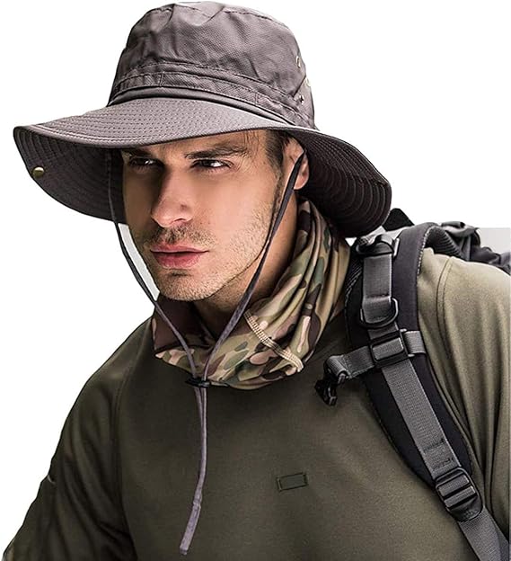Amazon サファリハット メンズ メッシュ通気構造 折りたたみ Uvカット 春 夏 秋 帽子 つば広 日焼け 速乾性 軽量 防風 あごひも 2way おしゃれ 釣り 登山 ハイキング ゴルフ スポーツ ハット 男女兼用 グレイ 周り56 62cm ハット 通販