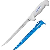 Dexter Outdoors SOFGRIP 8" Flexible Fillet Knife with Edge Guard | Corrosion-resistant high-carbon American stainless blade with soft non-slip grip. Edge guard included, made in USA.