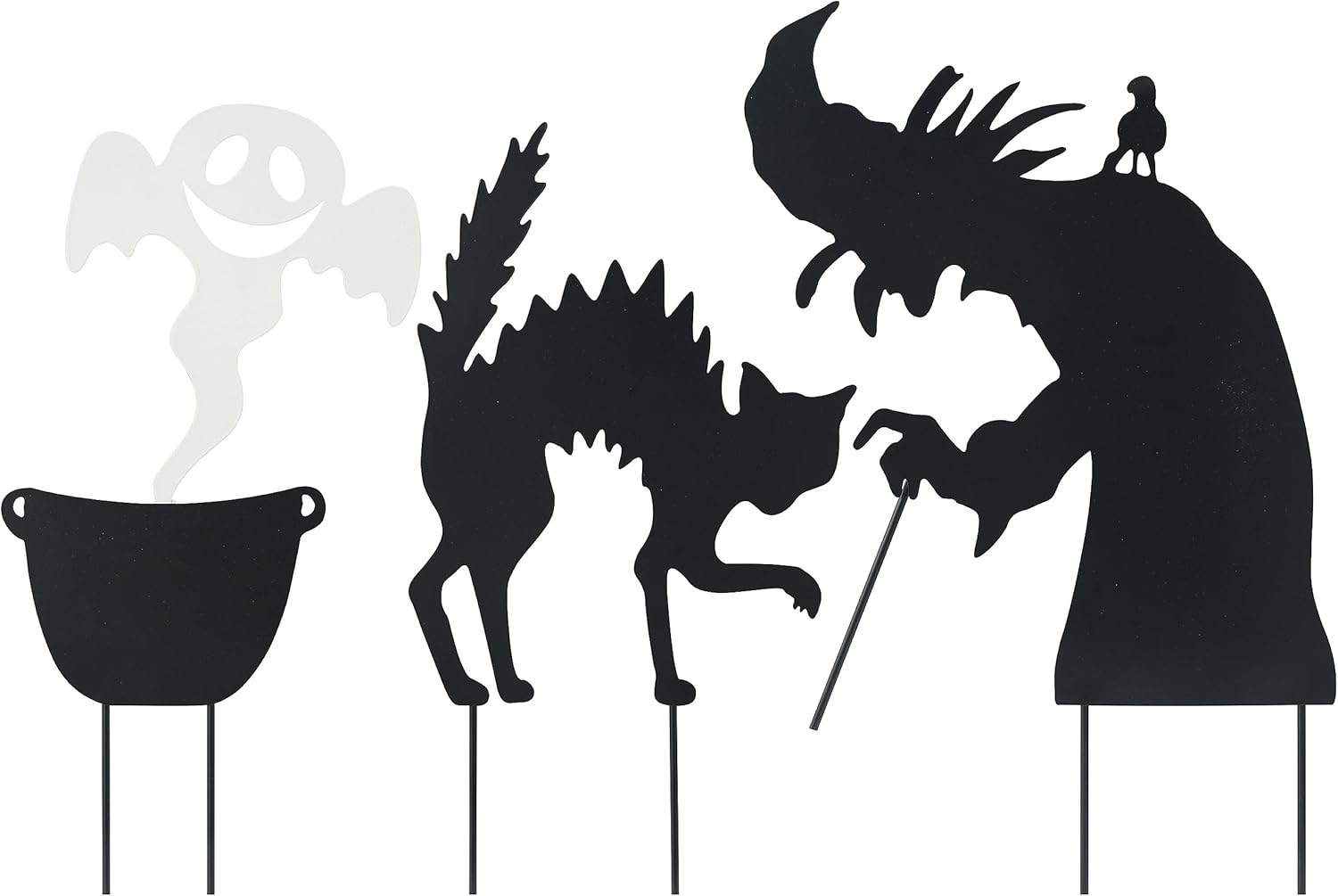Yard Signs - Peyton Halloween Decorations Outdoor Yard Signs, 3 Pack Yard Signs with Black Cat,White Ghost That Can Glow in the dark and Witch with crow Halloween Decor ,for Outdoor Yard Lawn Garden Halloween Decor