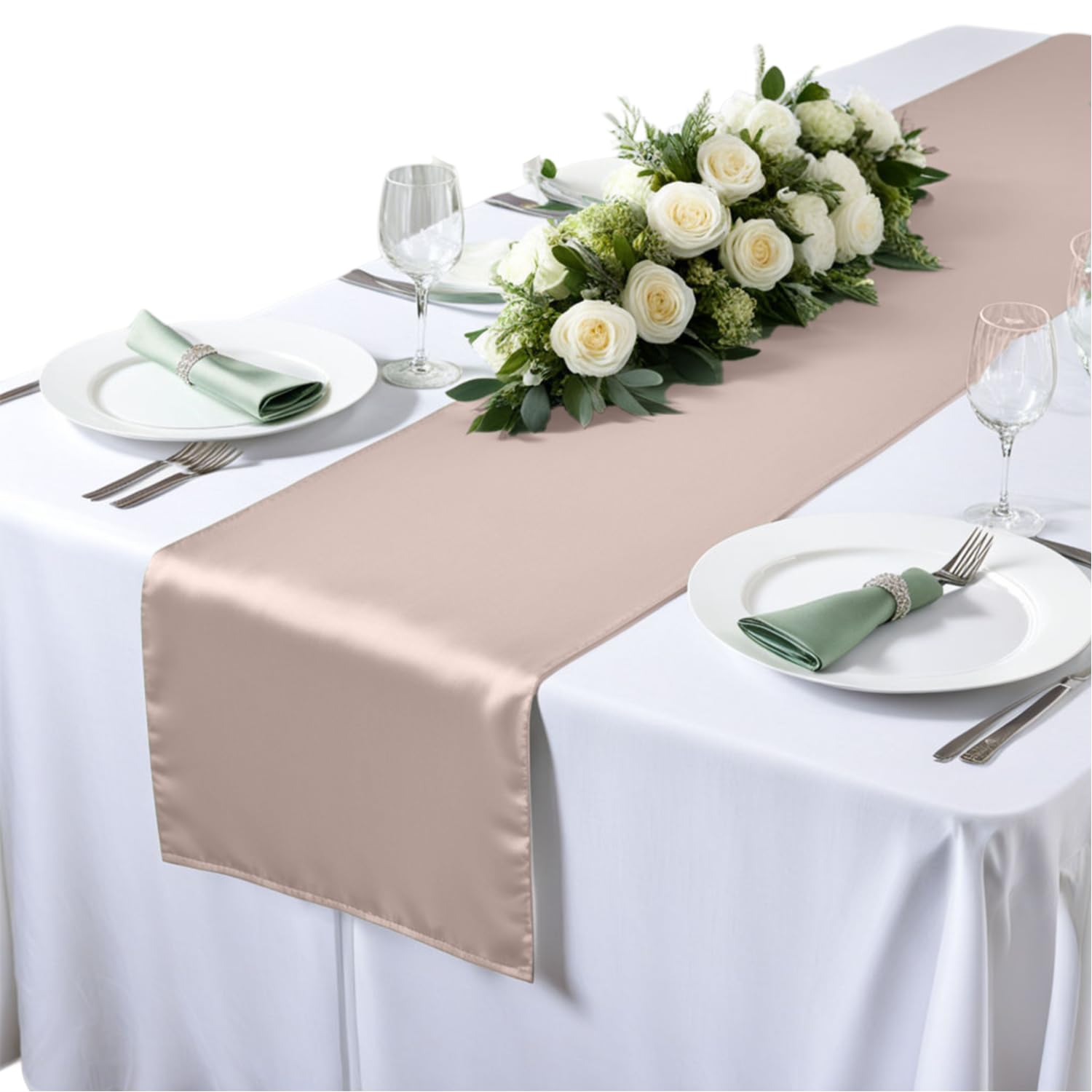 Elegant Event Essentials - Polyester Table Runner - For Spring Party, Wedding, Reception, Banquet, Home Dining Space Christmas Decoration (Blush Pink, 12 Inch X 108 Inch)