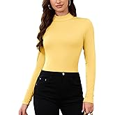 LOMON Women Thermal Long Sleeve Shirts Mock Turtle Neck Fitted Tops Fleece Lined Winter Tops Base Layer Undershirt