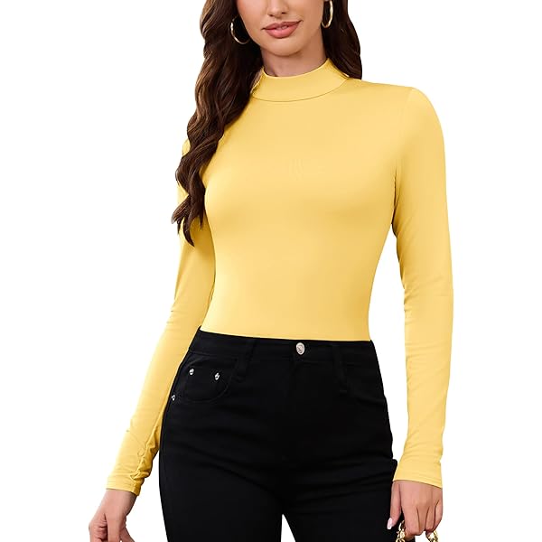 Abardsion Women's Long Sleeve Mock Turtleneck Shirts 2025 Fleece