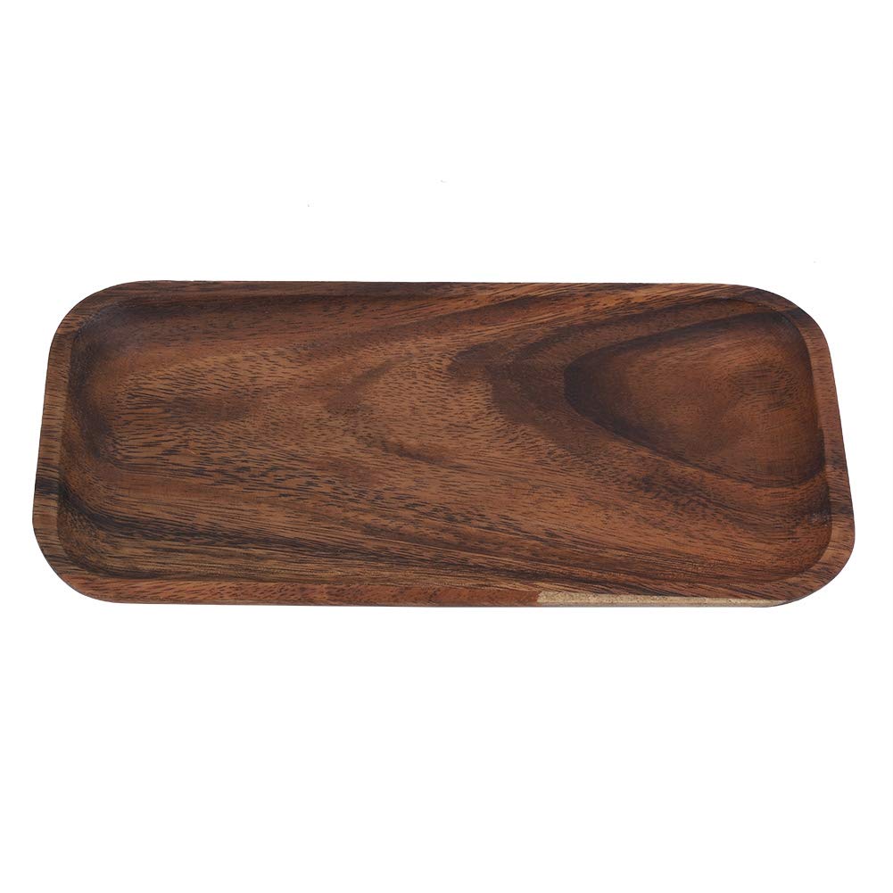 Duokon Natural Wood Grain Elegant Sushi Tray Snacks Desserts Salad Wooden Rectangle Serving Dish Plate for Home Restaurant Hotel (25 * 12.5 * 2cm)