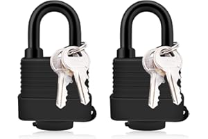 2 Pack Padlock with Keys, Waterproof Shackle Padlocks Outdoor, 40mm Heavy Duty Lock Key Pad Lock, Safety Padlock Laminated St