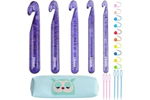 Cdrompy 5 Large Crochet Hooks,Size 12mm 15mm 18mm 20mm 25mm Crochet Hooks,Huge Crochet Hooks for Blankets,Scarves