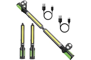 Benustra 2 in 1 Underhood Work Light,2400LM 4400mAh Rechargeable Work Light Bar with Rotatable Hooks&Magnetic Base,3-Mode Col