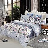Anself 4pcs 3D Printed Floral Bedding Set Duvet Cover, Bed Sheet, 2 Pillowcases King/Queen/Twin Size
