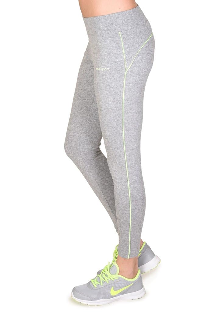 onesport women's cotton spandex jersey grey melange tights(onsp28gg-p)