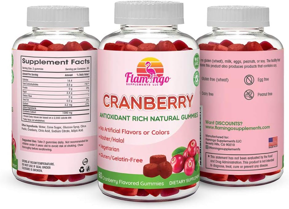 Flamingo Supplements Cranberry Gummy Supplement for Women, Men, and