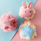 Omenluck 2Pcs Bath Loofah Flower Ball Back Scrubber Exfoliating Mesh Pink Blue view 3