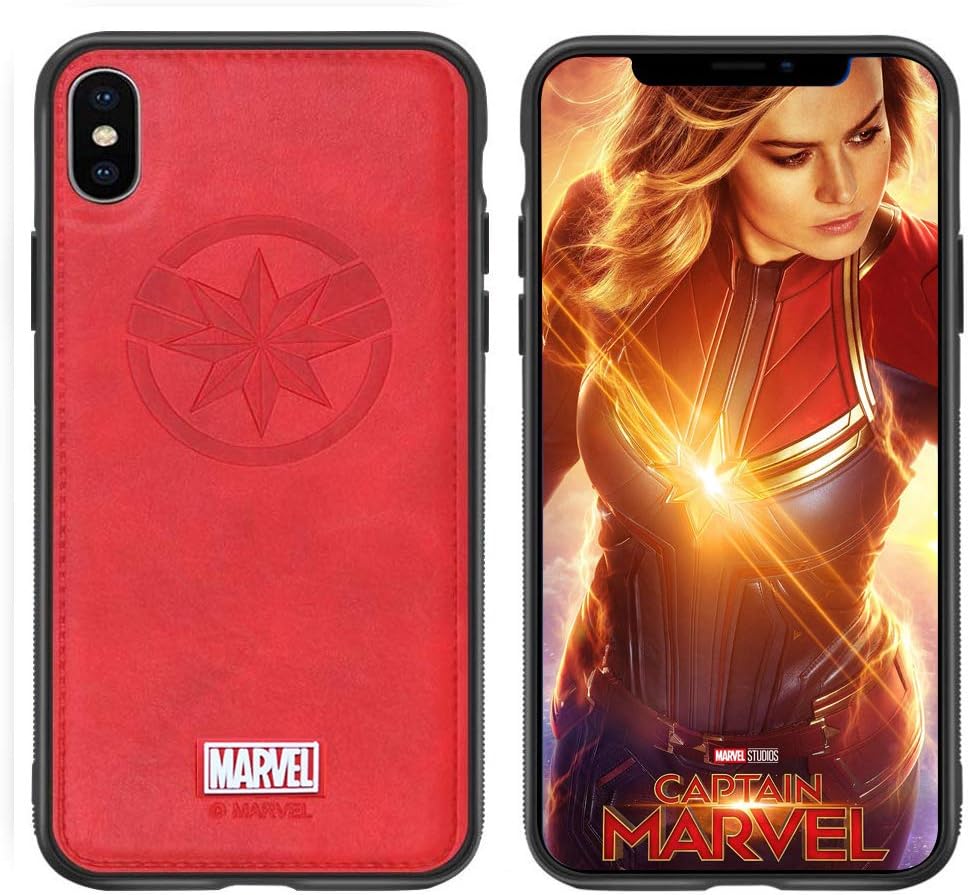 Marvel Avengers Leather Case Designed for iPhone Xs MAX, Captain Marvel Protective Phone Case