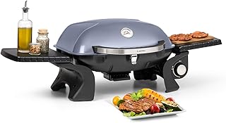 Klarstein Parforce One Gasgrill BBQ-Gasgrill mit 3,5kW - bis 300 °C, Gastyp: Butan/Propan, 12000 BTU, Edelstahl, SNJS SnapJetIgnition System, 50 x 39 cm große Grillfläche, Deckel, grau