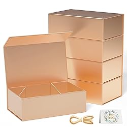 RYDDOY 5 Pack Rose Gold Gift Box, 12x6x4'' Gift