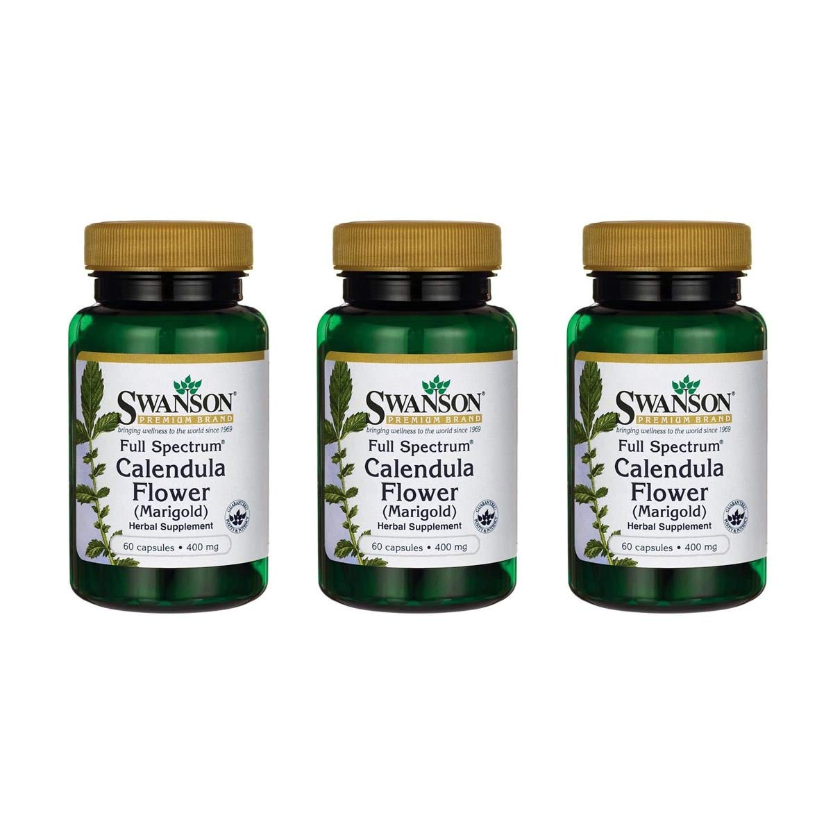 Swanson Premium BrandCalendula Flower 400 mg 60 Caps 3 Pack