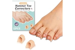 TASZOOS Hammer Toe Straightener Corrector - 12pcsToe Corrector, Gel Toe Splint Relief for Bunion, Hammer Toes, Crooked, Claw Toes(6pcs-medium/6pcs-small,Nude)