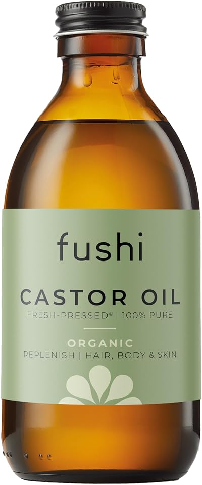 Fushi Organic Castor Oil 250ml Glass Bottle 100% Pure Cold Pressed Hair Skin