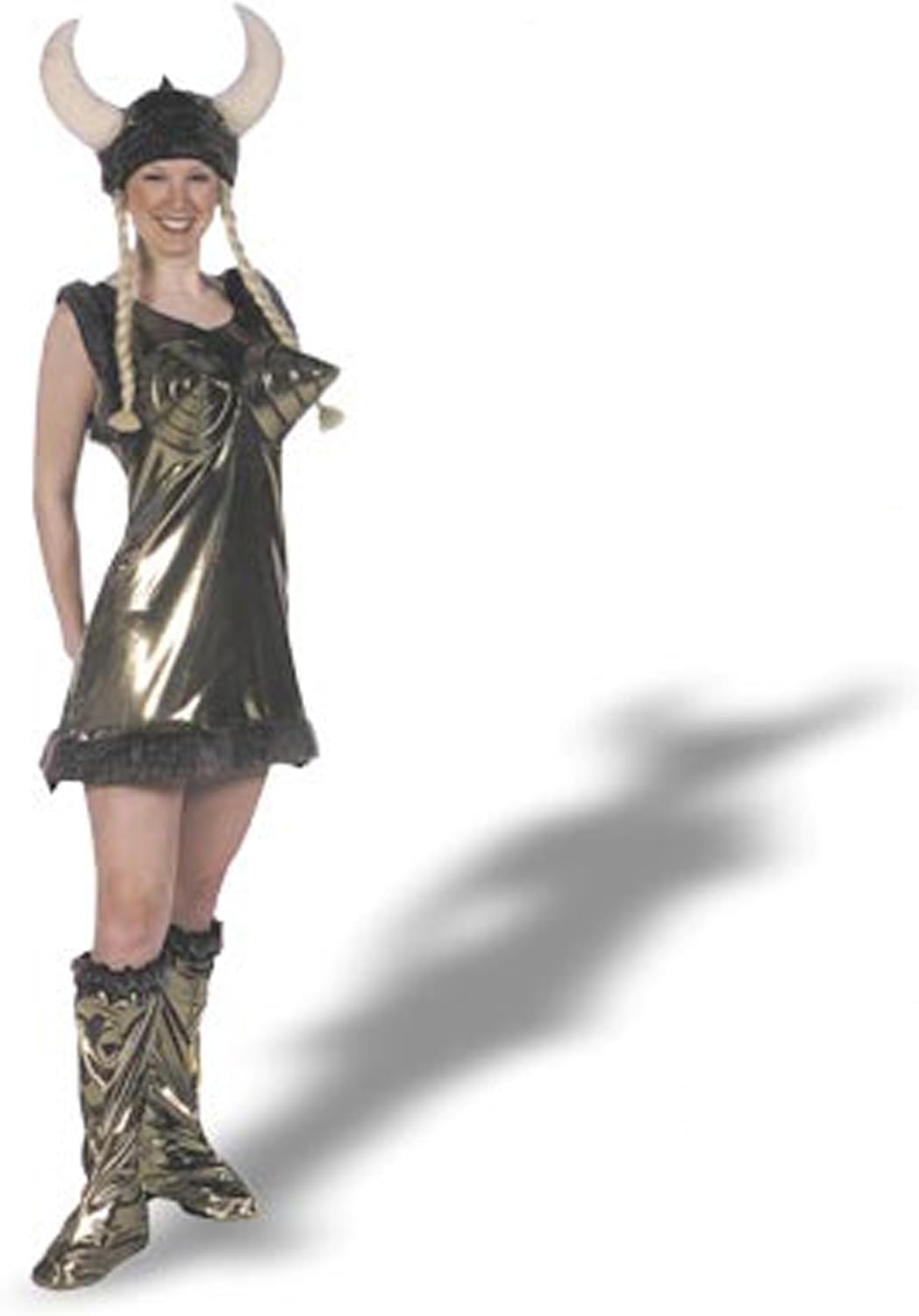 Adult Women's Cone Breast Viking Costume Gold Clothing