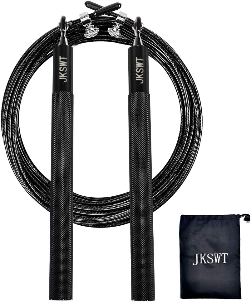 KDG Speed Skipping Rope for Fitness Jumping Rope Boxing MMA Conditioning & Fat LossDouble Unders Exercises Wire Jump Rope Adjustable (Black)