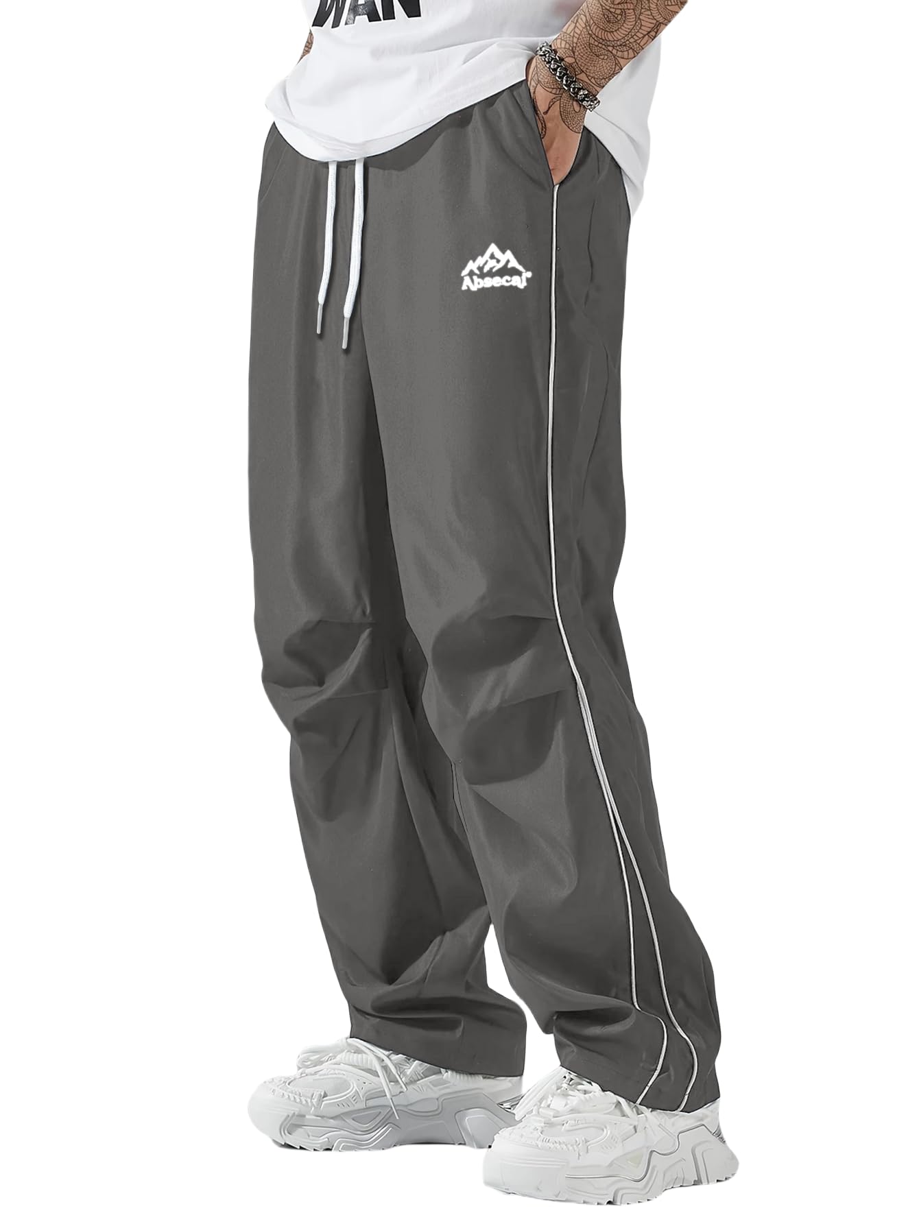 ABSECAI Mens Baggy Sweatpants Straight Wide Leg Y2k