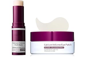 Calcium Volume Eye Care Set: Multi Balm Stick (9g) & Hydrogel Eye Patches 60ea (30 Pairs) with Collagen Extract, for Hydratin