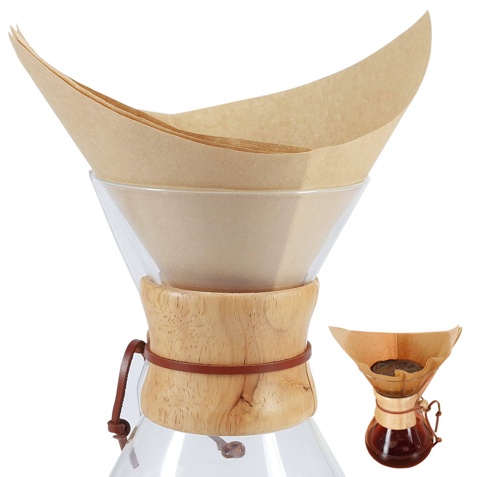 Photo 1 of BYKITCHEN Pour Over Coffee Filter, Squares, Natural Unbleached Disposable Coffee Filter Papers for Pour Over Coffee Maker Drippers and More(Set of 50 & Fit for 3-10 Cups)