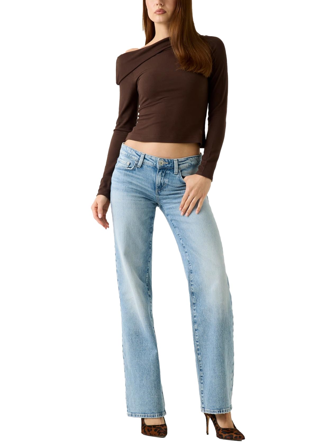 Guess Womens Eco Low Rise Slouchy, Rose Petal Wash, 31