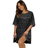 Fancy Uyee Women's Summer Sequin Babydoll Dress Short Flowy Tiered Tunic Sparkle Glitter Dresses Party Club