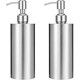 2 Pcs Brushed Nickel Soap Dispenser Stainless Steel Soap Dispenser(18.6 oz/550 Ml), Countertop Liquid Hand Soap Pump Bottle Rust Leak Proof Stand Free Metal Dispenser for Countertop Bathroom