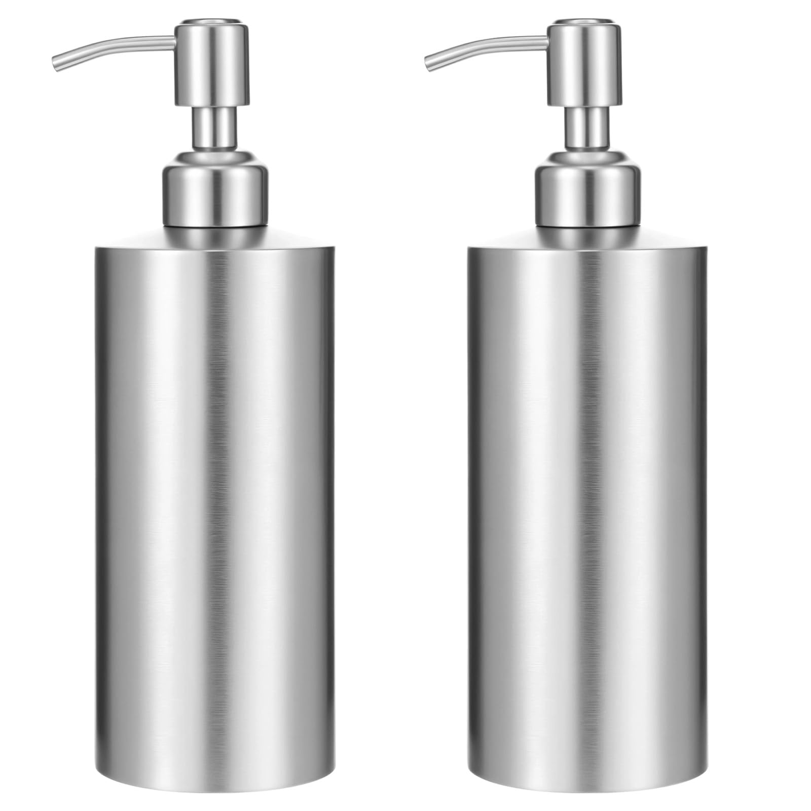 Photo 1 of 2 Pcs Brushed Nickel Soap Dispenser Stainless Steel Soap Dispenser(18.6 oz/550 Ml), Countertop Liquid Hand Soap Pump Bottle Rust Leak Proof Stand Free Metal Dispenser for Countertop Bathroom