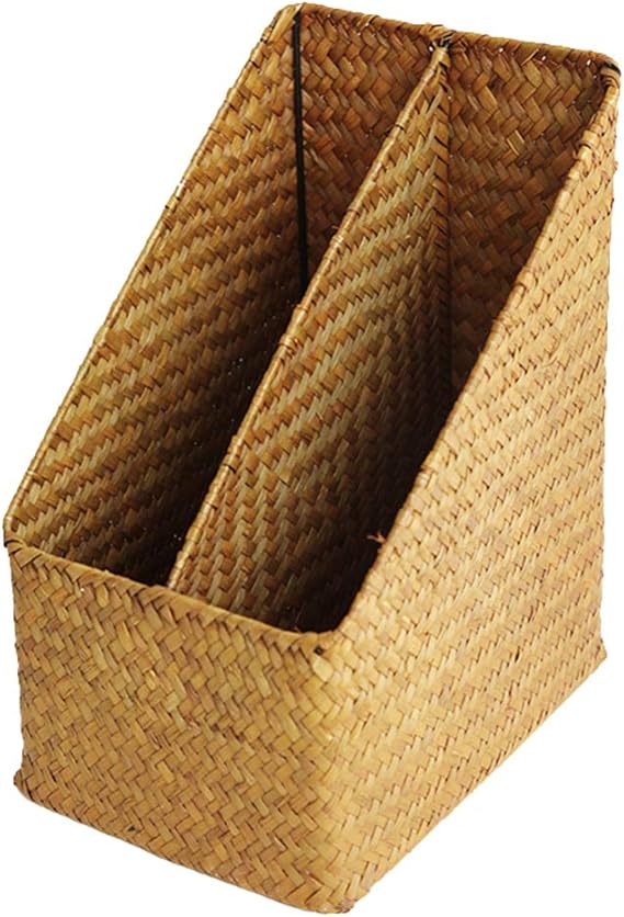 Cabilock Revistero Cesta de Almacenamiento de Mimbre Carpeta de
