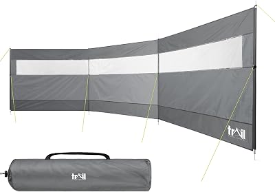 Trail Outdoor Leisure Windbreak 5m x 1.4m Steel 4 Pole with Window Grey