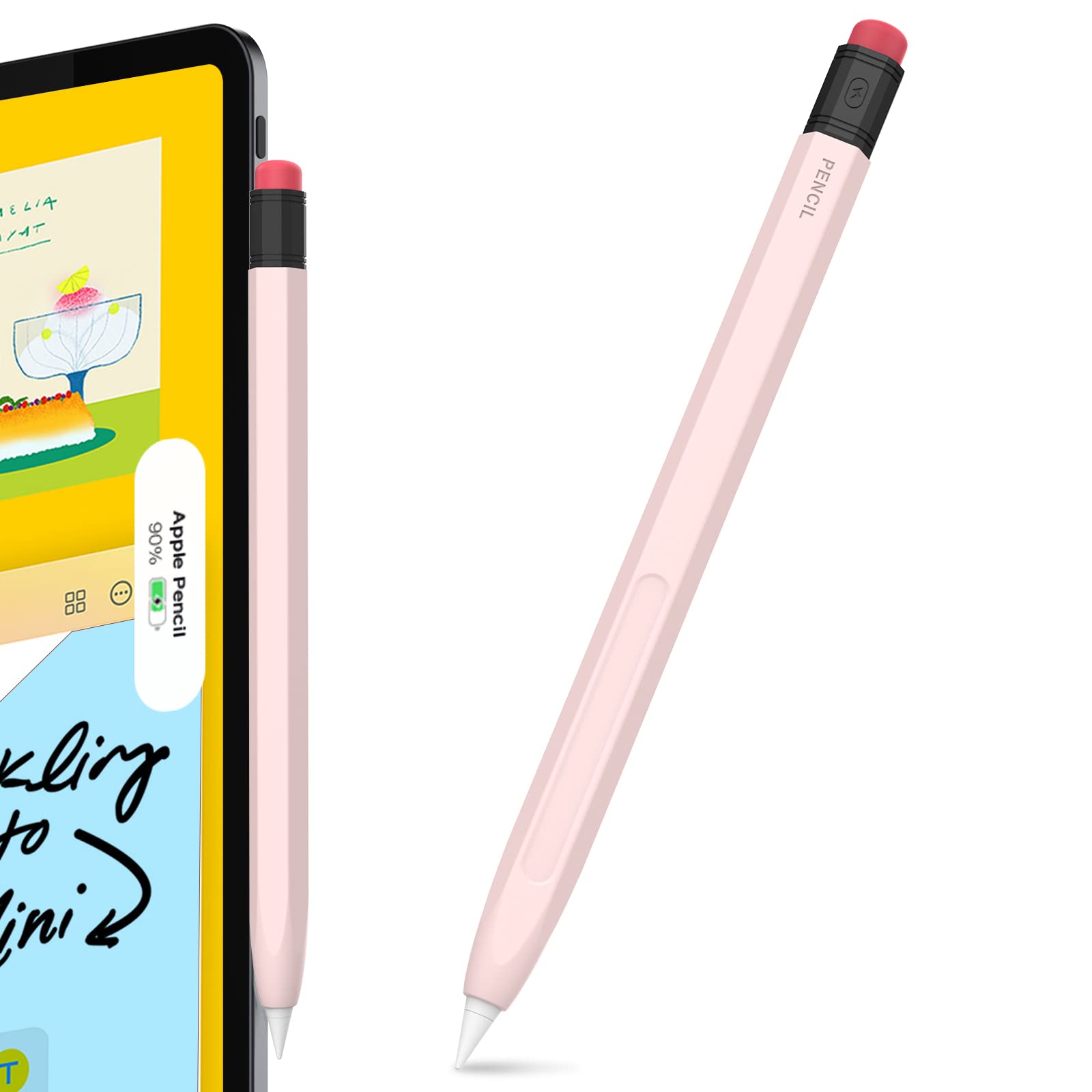 AHASTYLE Classic Pencil Case for Apple Pencil 2nd Generation Silicone Protective Sleeve Apple Pencil Cover Compatible with Magnetic Charging and Double Tap (Pink)