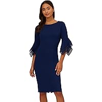adrianna papell knit crepe tie knee length sheath dress Women's Adrianna Papell Knit Crepe Tie Waist Sheath Dress
