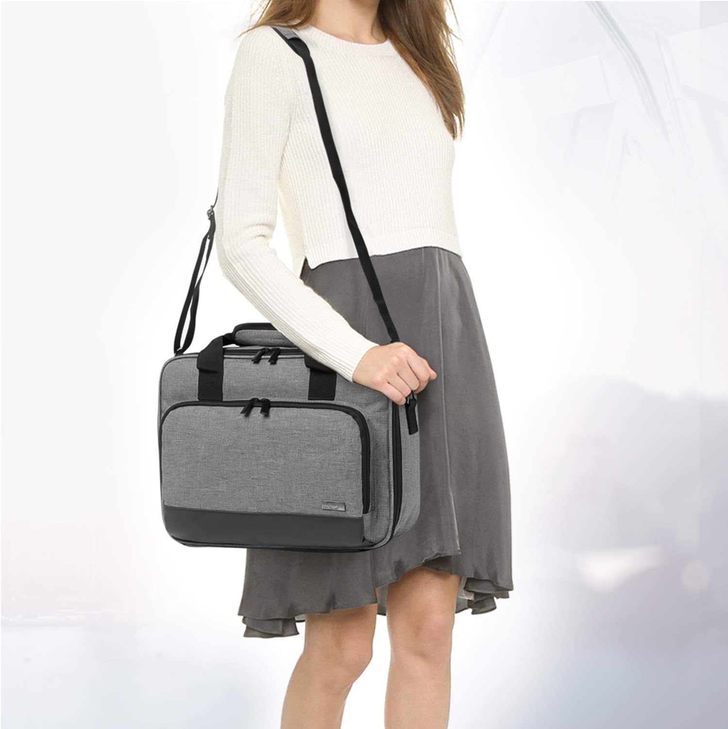 Luxja Projector Case, Projector Bag with Accessories Storage Pockets (Compatible with Most Major Projectors), Medium(13.75 x 10.5 x 4.5 Inches), Gray: Office Products