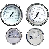 Faria Beede Instruments Faria KTF002 O/B 4-Gauge Boxed Set - Chesapeake White, Stainless Steel