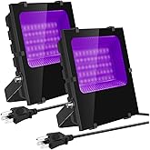 Waygor 300W Black Lights Outdoor, Commercial High Power LED Black Light Flood Lights IP66 Waterproof Blacklight FloodLight 395nm Black Light Spotlight for Glow Party Large Space, Halloween (2 Pack)