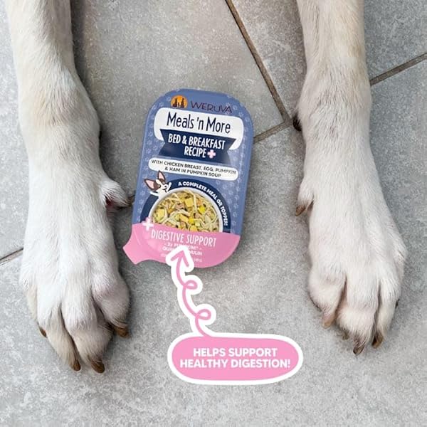 WERUVA MEALS ‘N MORE NATURAL WET DOG FOOD, BED & BREAKFAST PLUS DIGESTIVE SUPPORT, 3.5OZ CUP (PACK OF 12)