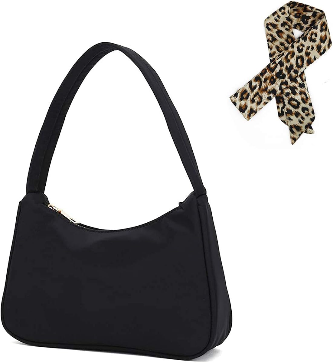chain embellished leather and recycled nylon shoulder bag