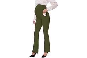 VIMPEP 27"/29"/31" Flare Maternity Yoga Pants Over The Belly Pregnancy Bootcut Strethcy Leggings with Pockets C201