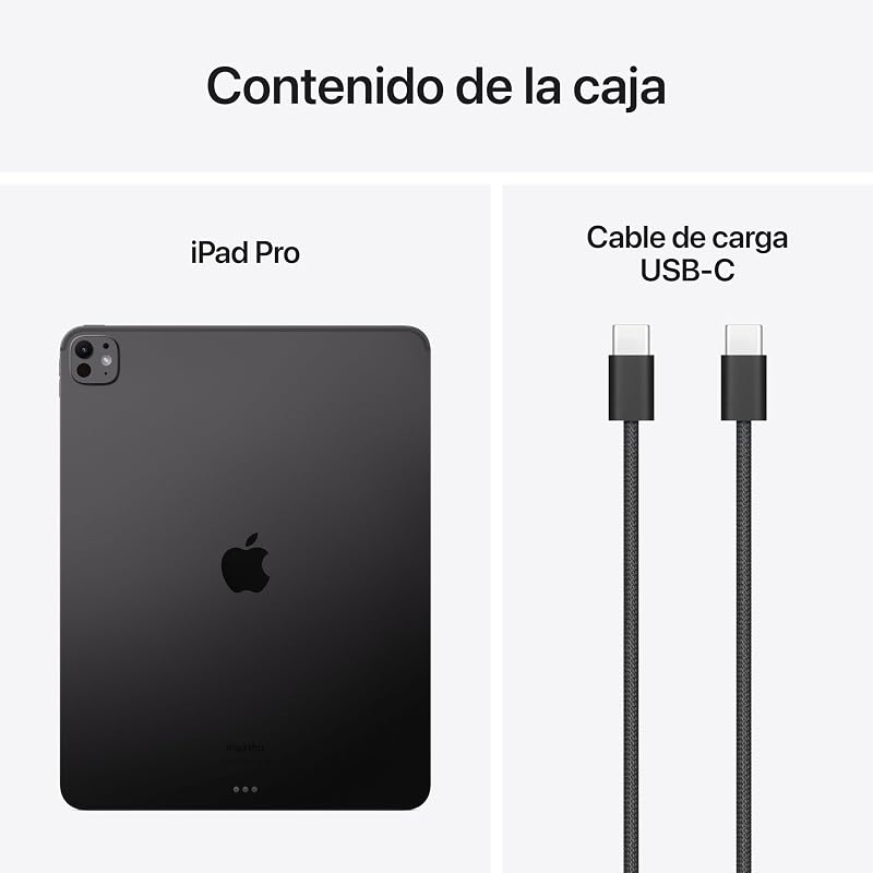 iPad Pro de 13 Pulgadas (M4): Ultra Retina XDR, 2 TB, cámara Frontal de 12 Mpx en Horizontal y Trasera de 12 Mpx, Wi Fi 6E, autonomía de Sol a Sol, Vidrio nanotexturizado - Negro Espacial