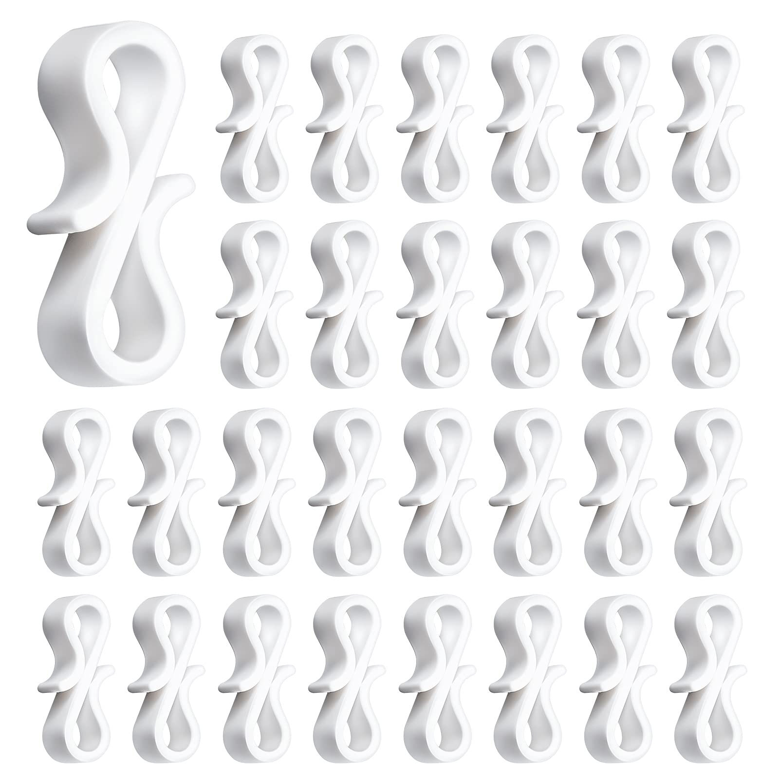 KINBOM 100 Pcs S-Shaped Christmas Eavestrough Light Gutter Clips Plastic Xmas Light Hanging Hooks for Christmas Halloween New Year Hanging Outdoor Home LED Decorative String Lights