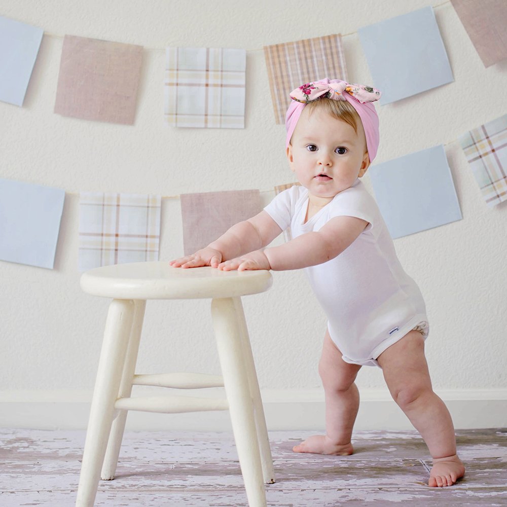 Xeababy Bow Hats for Newborn Baby Girls, 6 pcs Elastic Knot Headbands Hat Large Bow Infant Hat Headband Bow Hair Accessories