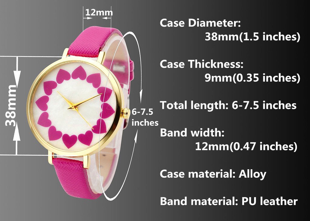 Top Plaza Heat Petals Dial Golden Alloy Case Small PU Leather Strap Analog Quartz Wrist Watch for Gilrs Women-Black